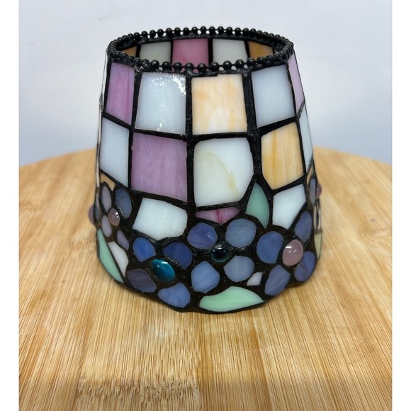 PartyLite Other - PartyLite Stained Glass Hydrangea Tiffany Style Tea Light Candle Lamp Shade